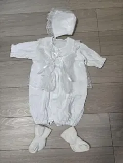 ホワイト セレモニードレス 帽子付き　ソックス付き