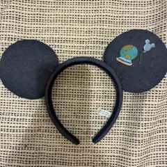 ミッキーマウス耳カチューシャ 地球儀刺繍付き