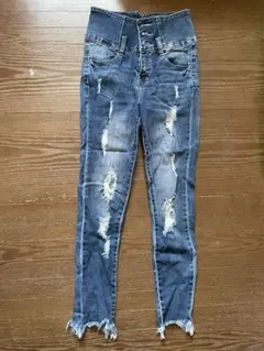 AVAIL MODE ハイウエスト クラッシュデニム スキニーパンツ Y2K