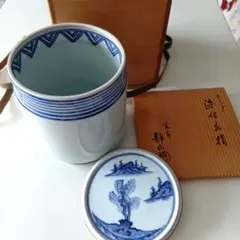 茶道具】二代玉堂/染付山水十三角水指/共箱 - メルカリ