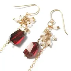 【14KGF】モザンビークガーネットの推しカラーピアス【金張り】