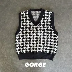 美品 GORGE 千鳥格子柄 Vネック ニットベスト レディースのサムネイル