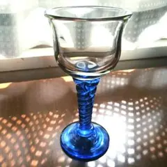 SALE ☺️美品 ワイングラス リキュールグラス 手吹き 手びねり 青 民芸