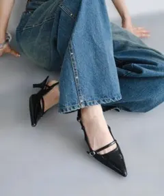 カスタネkastaneポインテッドトゥパンプス23cm黒A26253