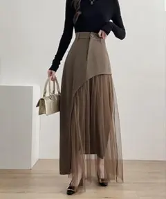 アシメレイヤードチュールドッキングスカート