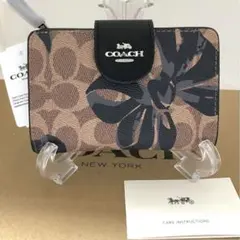 COACH二つ折り財布CZ340シグネチャー ボウ リボン アウトレット品