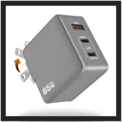 充電器 ブラック 65W ノートパソコン 急速充電器 USB