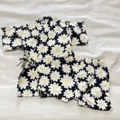 黒地 白い花柄 甚平 ベビー服