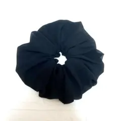 【ハンドメイド品】BIGシュシュ　黒　　シフォンジョーゼット　シンプルブラック