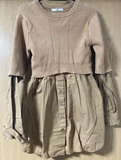 SLY ベージュ 切り替えセーターシャツ長袖