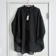 アースミュージック＆エコロジー 新品タグ付き シアーシャツ ブラック