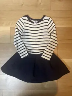 プチバトー⭐︎ 長袖　ボーダーワンピース　120 6ans