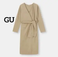 GU ジーユー　フロントリボン ニットワンピース　Sサイズ　ベージュ