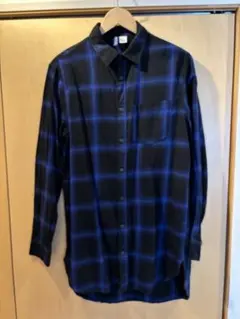 H&M メンズSサイズ 黒と青のチェックネルシャツ