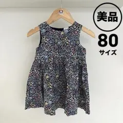 【美品】H&M 小花柄 ワンピース ネイビー 80サイズのサムネイル