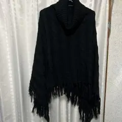 ポンチョケープ　ブラック