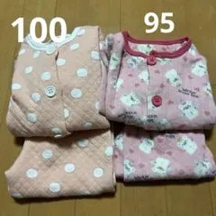 まとめ売り　パジャマ2点 95 100 秋 冬 女の子　腹巻きつき