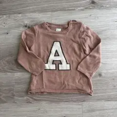 H&M A刺繍ピンクニットセーター90