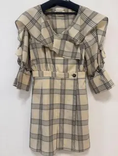 SNIDEL ベージュ系チェック Mサイズミニワンピース