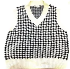 ZARA ハウンドトゥース柄 ニットベスト