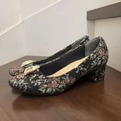 NUOVO パンプス 花柄 ゴブラン織り