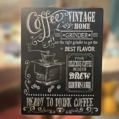ヴィンテージ風コーヒーグラインダー柄インテリア看板