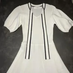 tococo ニットワンピース 半袖 ホワイト