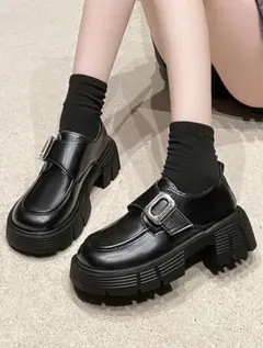 [限定値下げ中]バックル付き厚底ローファー ブラック