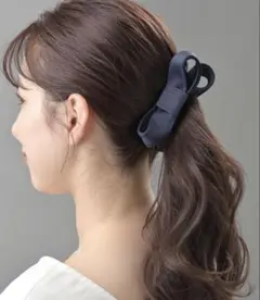 リボン バナナクリップ ヘアアクセサリー　ネイビーのサムネイル