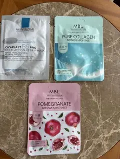 新品　シートマスク3点セット（Cicaplast, コラーゲン, ザクロ）