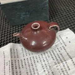 赤茶色 陶器 書道用具　水滴 高橋千弥作　北海道美唄市出身
