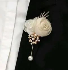バラ　ブローチ　コサージュ　ホワイト　パール　パーティー　結婚式　卒業式　入学式