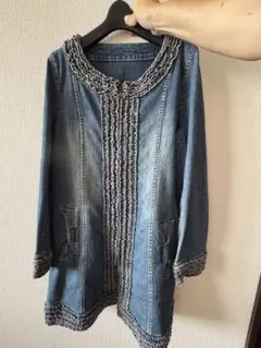 P様専用！大幅最終値下げ！デニムロングジャケット フリル付き