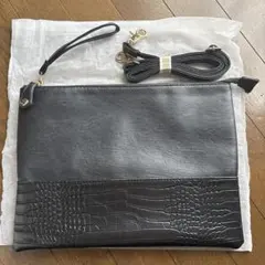 ブラック クロコダイル風 クラッチバッグ