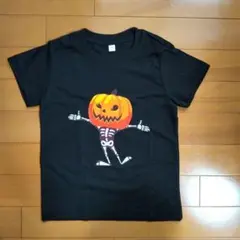 ［残2着］ハロウィンかぼちゃガイコツTシャツ［黒110］