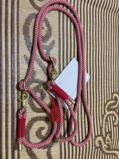 新品　ハンドメイド　犬用品　中華風スリップリード　M 220cm 赤色　中型犬