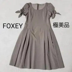 Y49 美品 L フォクシー ストレッチ Aライン リボン ワンピ レディース