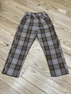 130cm ブラウン系チェック柄 長ズボン