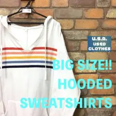 ME11-833☀️海外モデル★BIGサイズ!! Vネック プルパーカー★2XL