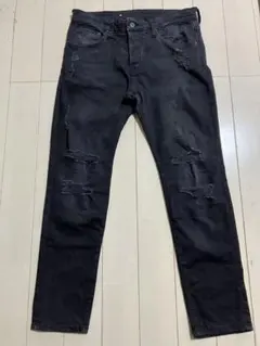 H&Mダメージ加工 スキニーデニム ブラックのサムネイル