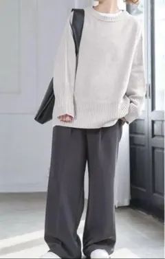 スピックアンドスパン　バルキーヤーンロングリブプルオーバー