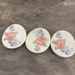 花柄 陶器製 箸置き 3個セット
