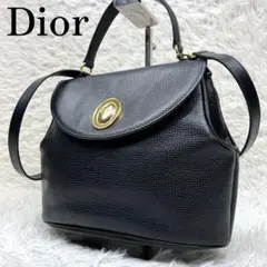 美品 ディオール ショルダーバッグ 2way オーバル金具 オールレザー
