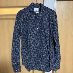 ZARA ネイビーペイズリー柄 長袖シャツ