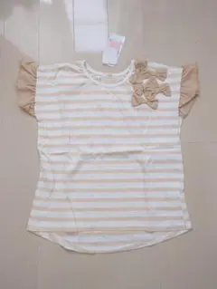 新品未使用タグ付き　ストライプ フリル袖 Tシャツ　140