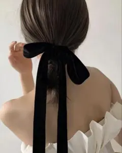ベルベットリボンヘアアクセサリー 黒 145cm