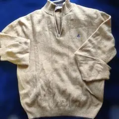 薄黄色　HushPuppies ハーフジップ ニット セーター