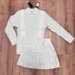 サマーニット　3点セット　セットアップ　春夏　プリーツスカート　カーディガン　S