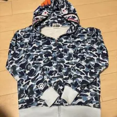 A BATHING APE 迷彩パーカー シャークパーカー 水色