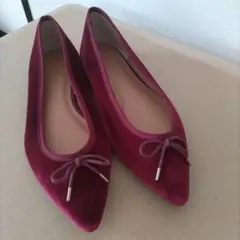 フラットシューズ ベロア素材